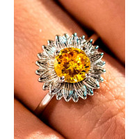 1pc Sunflower Shaped Opening Ring - white