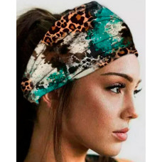 1pc Tie Dye Leopard Elastic Sports Wide Headband - green