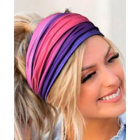 1pc Tie Dye Print Ombre Yoga Sports Wide Headband - hot pink