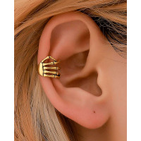 1pc Trendy Skeleton Hands Non-Piercing Ear Cuff - gold