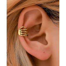 1pc Trendy Skeleton Hands Non-Piercing Ear Cuff - gold