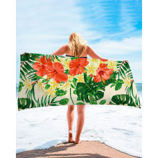 1pc Tropical Print Large Beach Blanket Bath Towel - style2