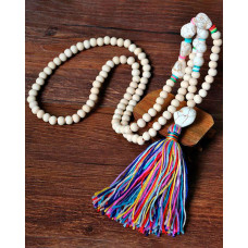 1pc Turquoise Beaded Tassel Design Pendant Necklace - Multicolor