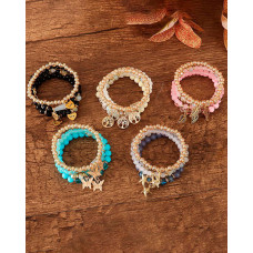 1pc Vintage Bohemian Multilayered Stackable Beaded Summer Beach Surfing Bracelet - white