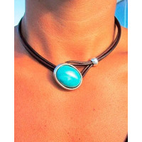 1pc Vintage Bohemian Turquoise Buckled Choker - green