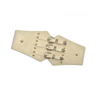 1pc Vintage Buckle Decor Elastic Wide Belt - beige