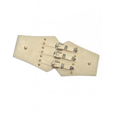 1pc Vintage Buckle Decor Elastic Wide Belt - beige