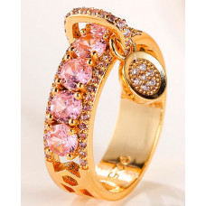 1pc Vintage Crystal Stone Decor Hollow Ring - pink