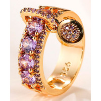 1pc Vintage Crystal Stone Decor Hollow Ring - purple