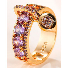 1pc Vintage Crystal Stone Decor Hollow Ring - purple