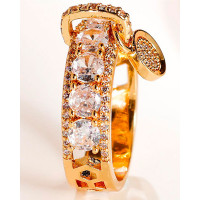 1pc Vintage Crystal Stone Decor Hollow Ring - white