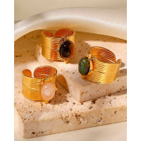 1pc Vintage Gem Stone Decor Opening Ring - style1