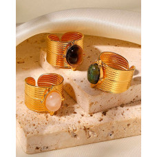 1pc Vintage Gem Stone Decor Opening Ring - style1