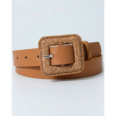 1pc Vintage Square Buckle Belt - khaki