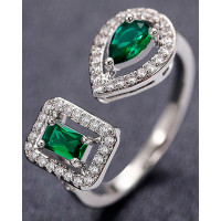 1pc Water Drop Square Shaped Zircon Wedding Opening Ring - style1