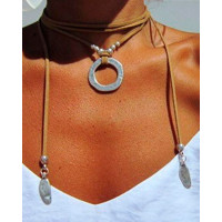 1pc Western Ethnic Vintage Leather Multi-layer Tassel Choker - silver