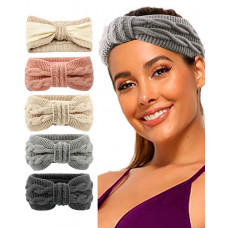 1pc Winter Ear Warmer Fleece Lined Headband Crochet Cable Knit Head Wrap Ear Band Cover Christmas Gift - gray