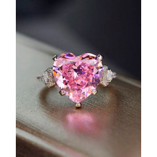 1pc Zircon Heart Shaped Ring - pink