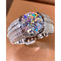 1pc Zircon Rhinestone Wedding Ring - silver