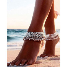 1PCS Bell Tassel Charm Anklet - silver