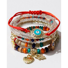 1pcs Blue Eye Beaded Bohemian Trendy Multi-layer Bracelet - Multicolor