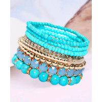 1pcs Bohemian Beaded Trendy Multi-layer Bracelet - green