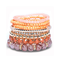 1pcs Bohemian Beaded Trendy Multi-layer Bracelet - pink