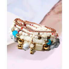 1pcs Bohemian Multi-layer Beaded Crystal Stone Bracelet - white