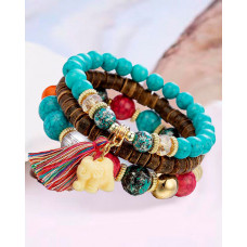 1pcs Bohemian Turquoise Beaded Multi-layer Bracelet - Multicolor