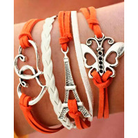 1pcs Butterfly Heart Multi-Layered Braided Bracelet - orange