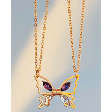 1pcs Butterfly Shaped Magnet Pendant Multi-Layered Necklace - gold