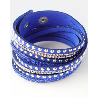 1pcs Leather Multi-layer Wide Bracelet - blue