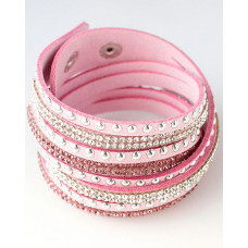 1pcs Leather Multi-layer Wide Bracelet - pink