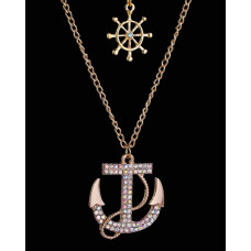 1pcs Multi-layer Rhinestone Wheel Anchor Pendant Necklace - Multicolor