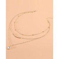 1pcs Multi-Layered U-Shaped Water Drop Pendant Necklace - gold