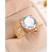 1pcs Rhinestone Decor Geometric Pattern Ring - white