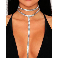 1PCS Y Lariat Layered Rhinestone Necklace - silver