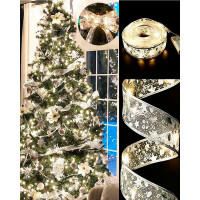 1Roll 5M Christmas LED Ribbon Light Battery Operated Christmas Tree Fairy String Light Christmas Tree Decoration Garden Party Decor - silver