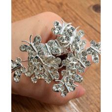 20pcs Rhinestone Butterfly U-shaped Hairpins Wedding Bridal Ball Head Hair Curler Fork Hairstyle Chignon Set - silver