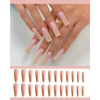 24pcs Daisy Floral Press On Fake Coffin Nails Set With Glue - style1