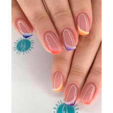 24pcs Ombre Clear Glossy Press On Fake Short Square Nails Set - Multicolor