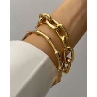 2pcs Bamboo Joint Hollow Out Chain Bracelets Set - gold