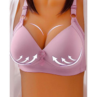 3 Hook Back Push Up Wireless Lifting Bra - red bean