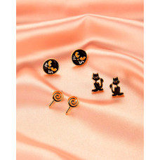 3pairs Halloween Mixed Pattern Earring Set - style2