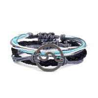 3pcs Bohemian Colorblock Braided Bracelets Set - black