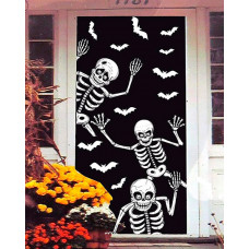 4 PCS Halloween Window Clings Stickers Skeleton Ghosts Bats Halloween Ornament For Halloween Haunted House Party Supplies - style1