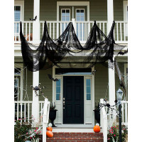 457 x 76 x 0.1 Halloween Black Creepy Cloth-Spooky For Haunted House Halloween Party Doorway Outdoors Decoration - black