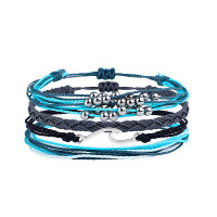 4pcs Bohemian Colorful Braided Beaded Clan Bracelets - style2