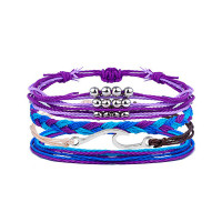 4pcs Bohemian Colorful Braided Beaded Clan Bracelets - style3