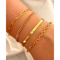 4pcs Hollow Out Simple Multi-Layered Herringbone Bracelets Set - gold